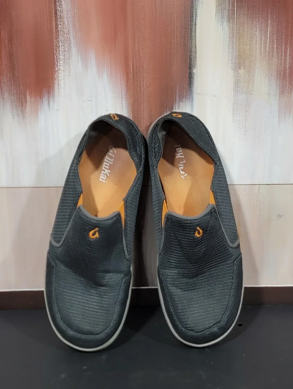 OluKai Nohea Mesh Loafers Men's Size 9 Slip On Casual Shoes Dark Gray